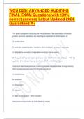 WGU D251 ADVANCED AUDITING FINAL EXAM Questions with 100&percnt; correct answers Latest Updated 2024 Guaranteed A&plus;