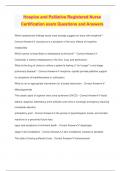 Hospice and Palliative Registered Nurse Certification exam Questions and Answers