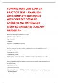 CONTRACTORS LAW EXAM CA  PRACTICE TEST 1 EXAM 2024  WITH COMPLETE QUESTIONS  WITH CORRECT DETAILED  ANSWERS AND RATIONALES  &lpar;VERIFIED ANSWERS&rpar; &vert;ALREADY  GRADED A&plus; 