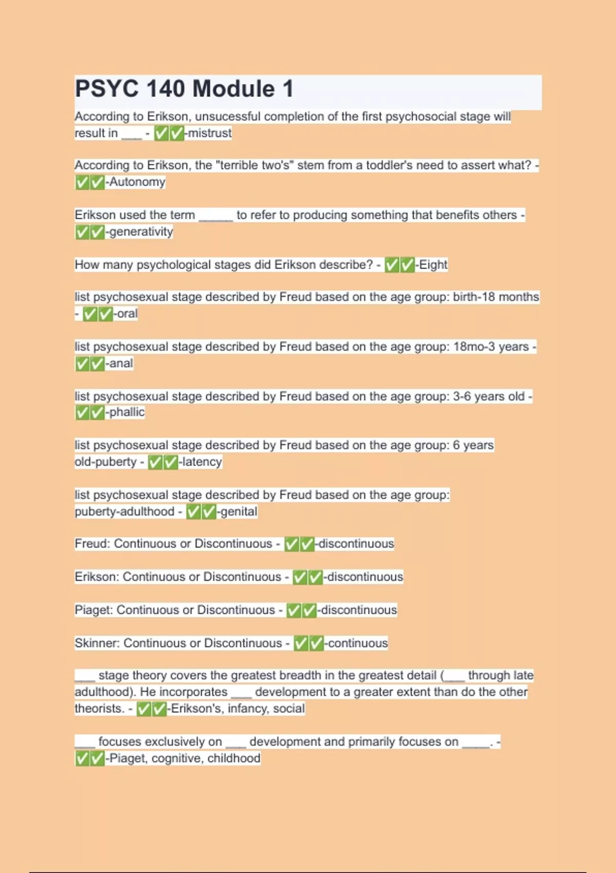 PSYC 140 Module 1 Questions with Explanations of Answers Latest Update ...