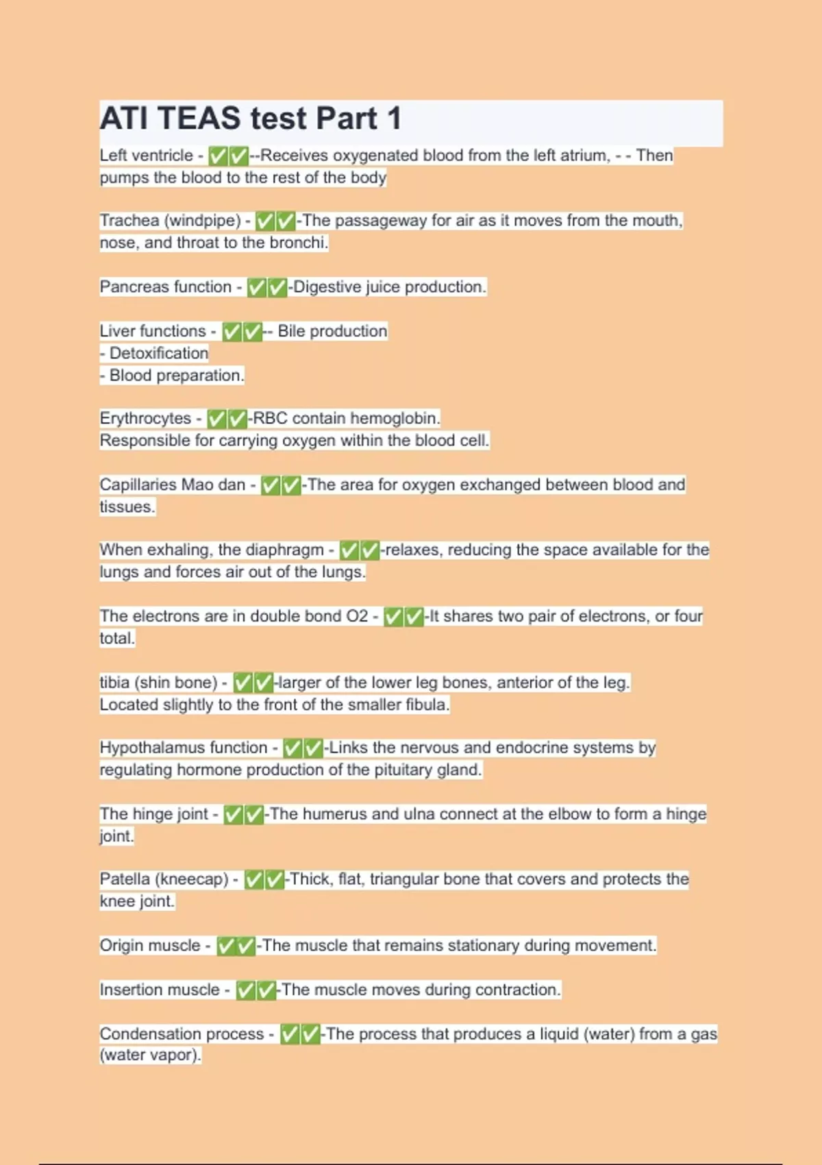 ATI TEAS test Part 1 Questions with 100 correct answers Steering and