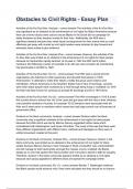 Obstacles to Civil Rights - Essay Plan Questions with 100&percnt; Actual correct answers &vert; verified &vert; latest update &vert; Graded A&plus; &vert; Already Passed &vert; Complete Solution 2024 - 2025