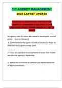 CIC AGENCY MANAGEMENT 2024 LATEST UPDATE  COMPLETE QUESTIONS ANDVERIFIED CORRECT ANSWERS EXAM PRACTICES CERTIFIED STUDY GUIDE GRADE A&plus; GET IT RIGHT  