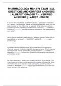 PHARMACOLOGY MSN 571 EXAM &vert; ALL QUESTIONS AND CORRECT ANSWERS &vert; ALREADY GRADED A&plus; &vert; VERIFIED ANSWERS &vert; LATEST UPDATE