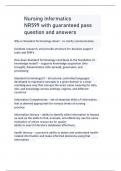 Nursing Informatics NR599 with guaranteed pass  question and answers   