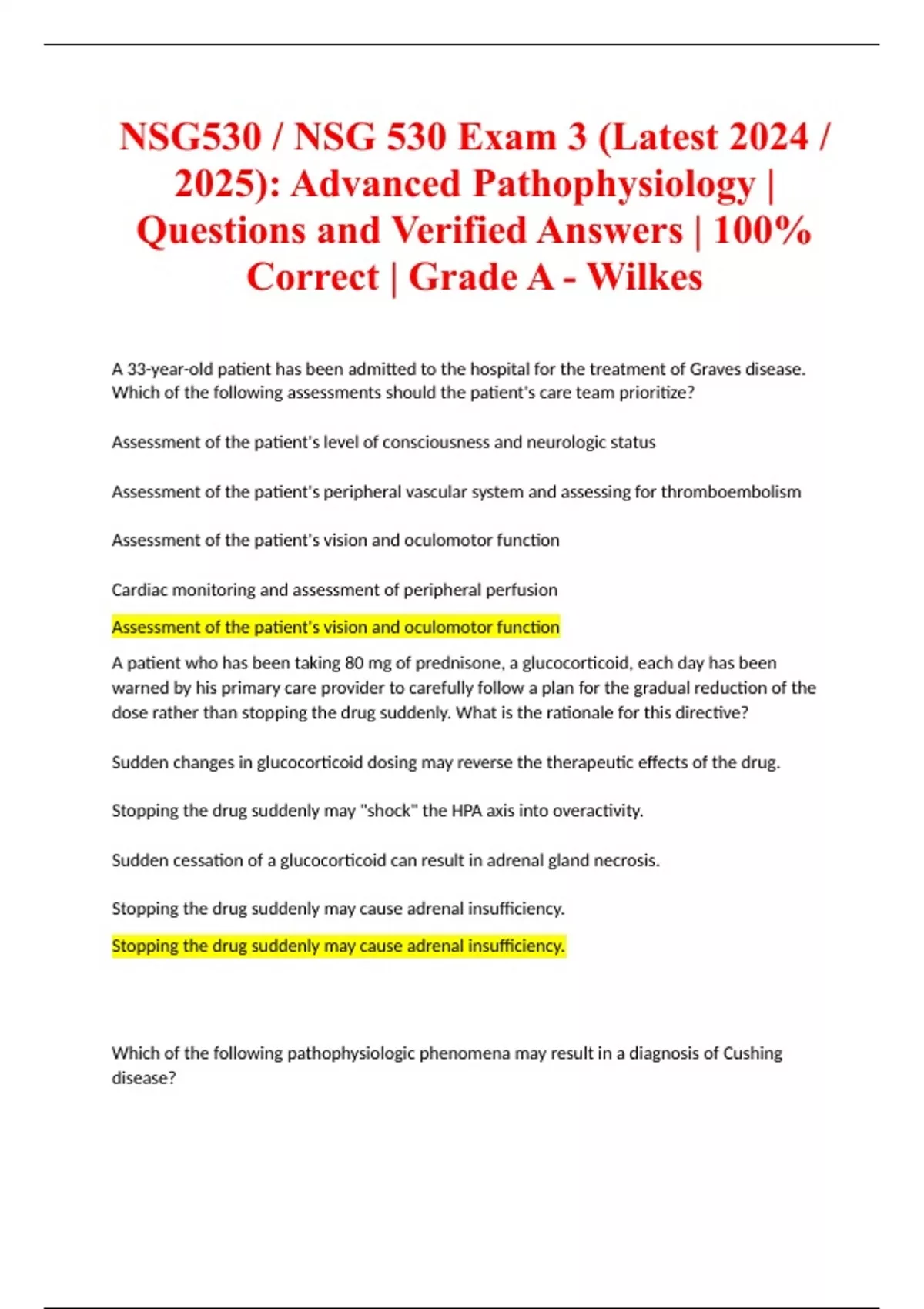 NSG530 / NSG 530 (Latest 2024 / 2025 UPDATES STUDY BUNDLE WITH COMPLETE ...