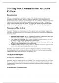Masking Poor Communication&colon; An Article Critique