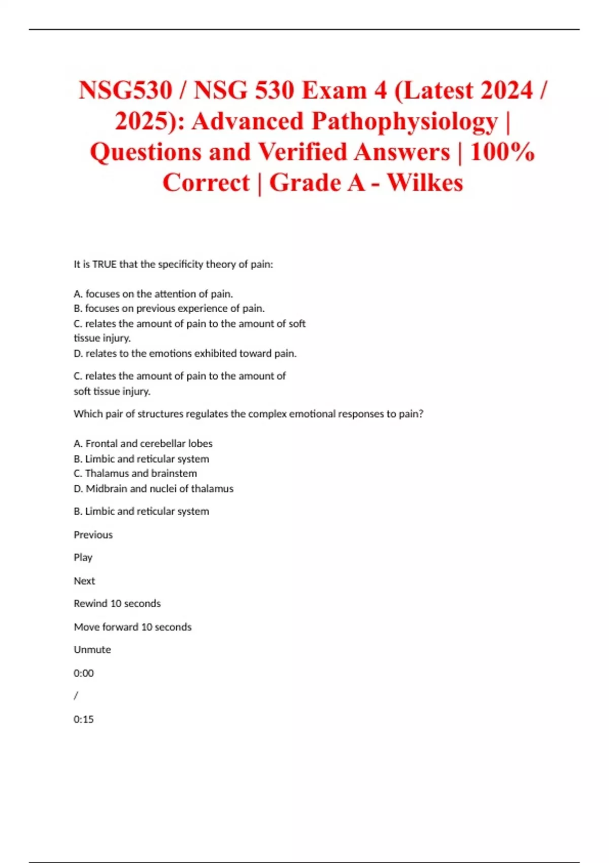 NSG530 / NSG 530 Exam 4 (Latest 2024 / 2025): Advanced Pathophysiology ...