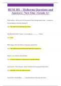 HUM 101  Questions and Answers Pack &vert; New One &vert; Grade A&plus;