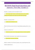 HUM101 Final Israel Questions and  Answers &vert; New One &vert; Grade A&plus;