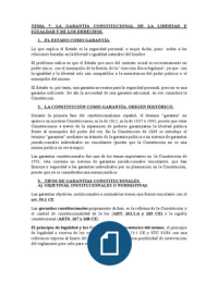 TEMA 7. LA GARANTÍA CONSTITUCIONAL DE LA LIBERTAD E IGUALDAD Y DE LOS DERECHOS