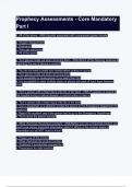 Prophecy Assessments - Core Mandatory Part I   Questions with 100&percnt; correct answers &vert; verified &vert; latest update 2024