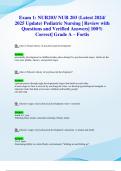 Exam 1&colon; NUR203&sol; NUR 203 &lpar;Latest 2024&sol; 2025 Update&rpar; Pediatric Nursing &vert; Review with Questions and Verified Answers&vert; 100&percnt; Correct&vert; Grade A &ndash; Fortis