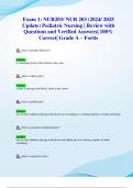 Exam 1&colon; NUR203&sol; NUR 203 &lpar;2024&sol; 2025 Update&rpar; Pediatric Nursing &vert; Review with Questions and Verified Answers&vert; 100&percnt; Correct&vert; Grade A &ndash; Fortis