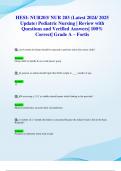 HESI&colon; NUR203&sol; NUR 203 &lpar;Latest 2024&sol; 2025 Update&rpar; Pediatric Nursing &vert; Review with Questions and Verified Answers&vert; 100&percnt; Correct&vert; Grade A &ndash; Fortis