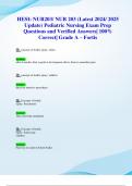 HESI&colon; NUR203&sol; NUR 203 &lpar;Latest 2024&sol; 2025 Update&rpar; Pediatric Nursing Exam Prep Questions and Verified Answers&vert; 100&percnt; Correct&vert; Grade A &ndash; Fortis