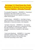 Sociology 111 Final Exam &lbrace;Ivy Tech&rcub; Questions & Revised Correct Answers  Latest Update &vert; Already Passed&excl;&excl;
