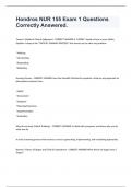 Hondros NUR 155 Exam 1 Questions Correctly Answered&period;
