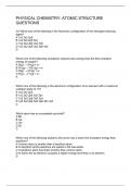 PHYSICAL CHEMISTRY&colon; ATOMIC STRUCTURE QUESTIONS