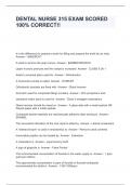 DENTAL NURSE 315 EXAM SCORED 100&percnt; CORRECT&excl;&excl;