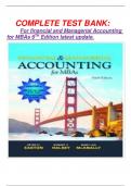     COMPLETE TEST BANK&colon; &Tab;For financial and Managerial Accounting for MBAs 6TH Edition latest update
