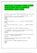 NAUTICAL SCIENCE FINAL EXAM QUESTIONS WITH CORRECT ANSWERS 100&percnt; 2024
