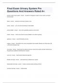 Final Exam Urinary System Pre Questions And Answers Rated A&plus;&period;