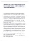 PROJECT MANAGEMENT FOUNDATIONS EXAM STUDY GUIDE QUESTIONS WITH CORRECT ANSWERS&excl;&excl;