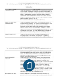 P2 &ndash; Explain the impact of the legal and regulatory framework on recruitment and selection activities