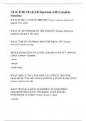 TRACTOR TRAILER Questions with Complete Solutions