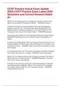 CCHT Practice Actual Exam Update  2024&vert; CCHT Practice Exam Latest 2024  Questions and Correct Answers Rated  A&plus;