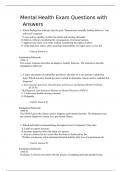 Mental Health Exam Questions with Answers