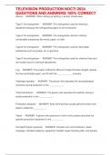 TELEVISION PRODUCTION NOCTI 2024 QUESTIONS AND ANSWERS 100&percnt; CORRECT