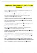 PHR Exam Questions with 100&percnt; Correct Answers