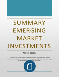 Summary Emerging Market Investments