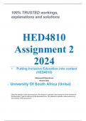Exam &lpar;elaborations&rpar; HED4810 Assignment 2 &lpar;COMPLETE ANSWERS&rpar; 2024 &lpar;871044&rpar; &bull;&Tab;Course &bull;&Tab;Putting Inclusive Education into context &lpar;HED4810&rpar; &bull;&Tab;Institution &bull;&Tab;University Of South Africa &lpar;Unisa&rpar; &bull;&Tab;Book &bull;&Tab;Inclusive Education HED4810 Assignment 2 &lpar;COMPLETE ANSWERS&rpar;