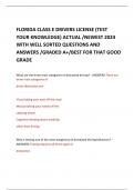 FLORIDA CLASS E DRIVERS LICENSE &lpar;TEST YOUR KNOWLEDGE&rpar; ACTUAL &sol;NEWEST 2024 WITH WELL SORTED QUESTIONS AND ANSWERS &sol;GRADED A&plus;&sol;BEST FOR THAT GOOD GRADE 