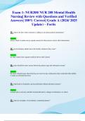 Exam 1&colon; NUR208&sol; NUR 208 Mental Health Nursing&vert; Review with Questions and Verified Answers&vert; 100&percnt; Correct&vert; Grade A &lpar;2024&sol; 2025 Update&rpar; &ndash; Fortis