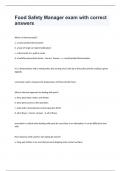 Food Safety Manager exam with correct answers