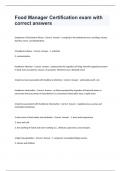 Food Manager Certification exam with correct answers