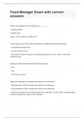 Food Manager Exam with correct answers