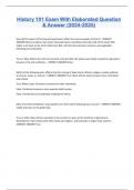History 101 Exam With Elaborated Question  & Answer &lpar;2024-2025&rpar; 