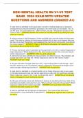 HESI MENTAL HEALTH RN V1-V3 TEST  BANK 2024 EXAM WITH UPDATED  QUESTIONS AND ANSWERS &lpar;GRADED A&plus;&rpar; 