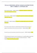 TEXAS CERTIFIED APPLICATOR EXAM PREP WITH 100&percnt; CORRECT ANSWERS 2024