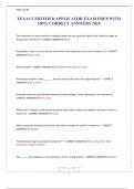 TEXAS CERTIFIED APPLICATOR EXAM PREP WITH 100&percnt; CORRECT ANSWERS 2024