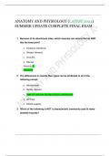 ANATOMY AND PHYSIOLOGY &lpar;LATEST 2024&rpar;  SUMMER UPDATE COMPLETE FINAL EXAM
