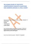 OKLAHAMA BOARD OF DENTISTRY JURISPRUDENCE EXAM WITH QUESTIONS AND ANSWERS &lbrack;GRADED A&plus;&rcub; REAL EXAM&excl;&excl;&excl;