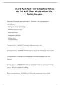 USAHS Adult Test - Unit 3&colon; Inpatient Rehab For The Adult Client with Questions and Correct Answers