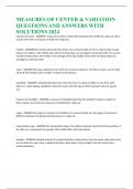 MEASURES OF CENTER & VARIATION QUESTIONS AND ANSWERS WITH SOLUTIONS 2024