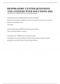 RESPIRATORY CENTER QUESTIONS AND ANSWERS WITH SOLUTIONS 2024